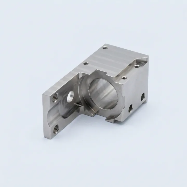 CNC milled stainless steel liquid-cooling fitting, second view