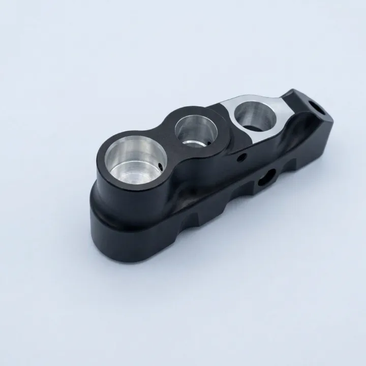 Turn-mill black anodized aluminum drone part