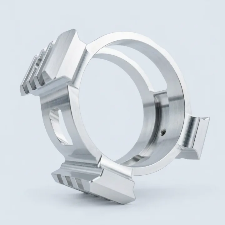 Precision machined aluminum ring bracket, second view
