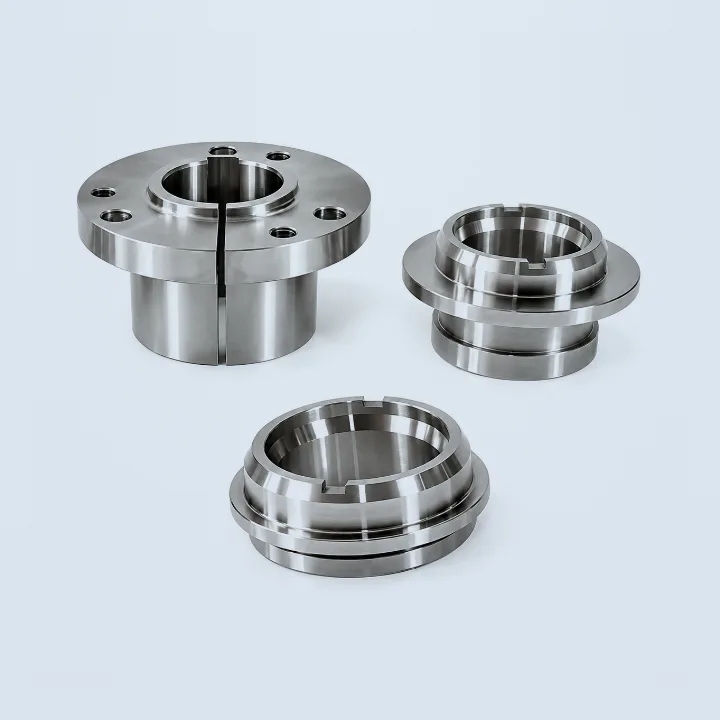 Low-volume batch of CNC machined stainless steel flanges