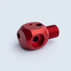 Red anodized aluminum turned part