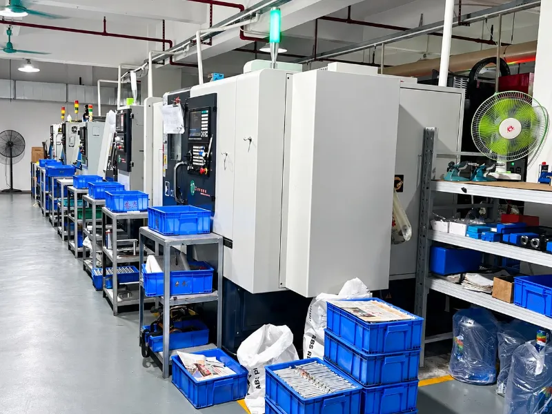 CNC lathes and parts bins